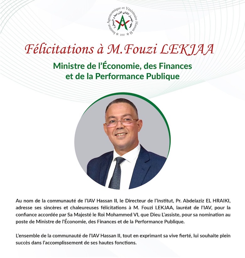 Félicitations à M. Fouzi LEKIAA